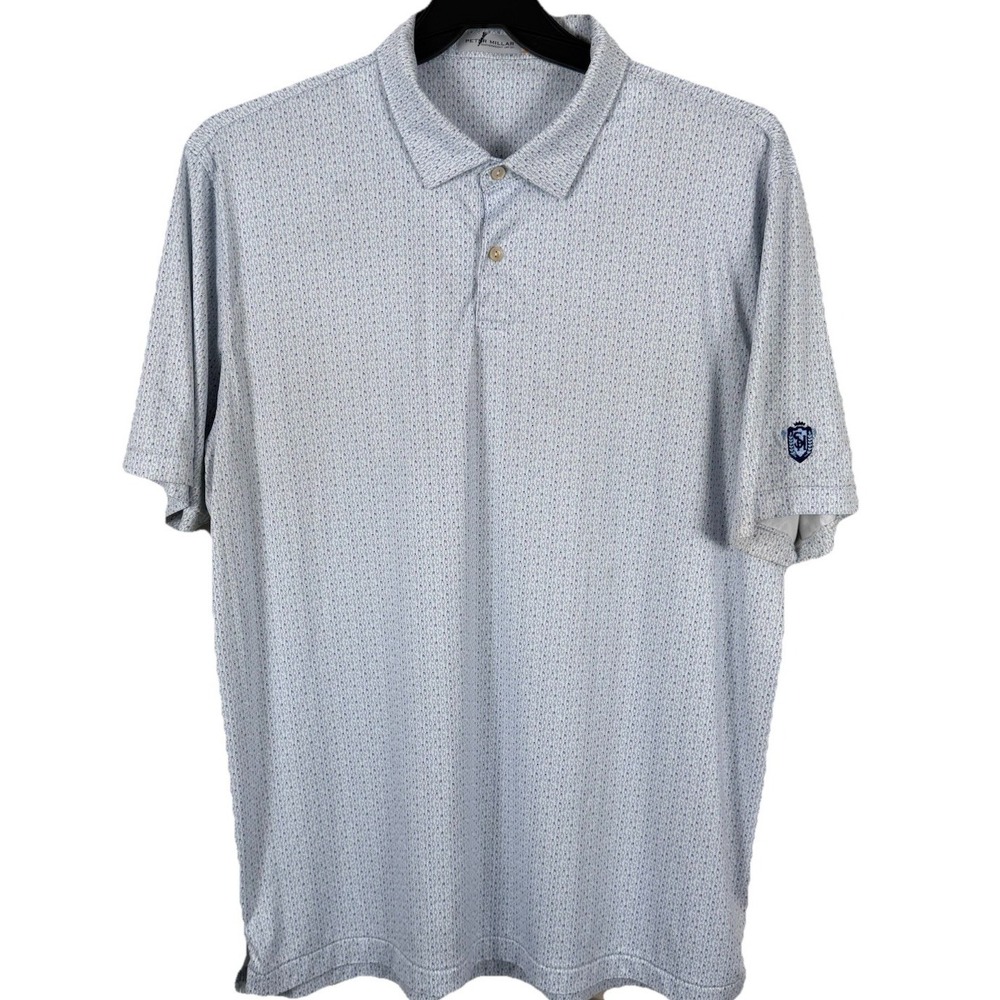 Peter Millar Polo‎ Shirt Mens XL Geometric Featherweight UPF 50 Golf Performance